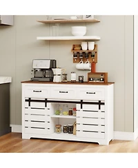 Streamdale 53" Farmhouse Buffet Cabinet with Sliding Barn Doors and Drawers