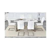 Streamdale Pandora Sintered Stone Table (63" L) with 6 Pu Chairs