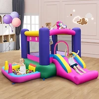 Inflatable Bounce House with Slide Splash Pool and Ring Tossing Games without Blower
