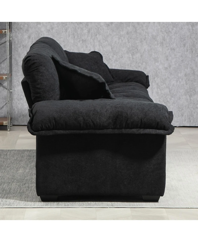 Streamdale Chenille Recliner Sofa with Pillows & Memory Foam