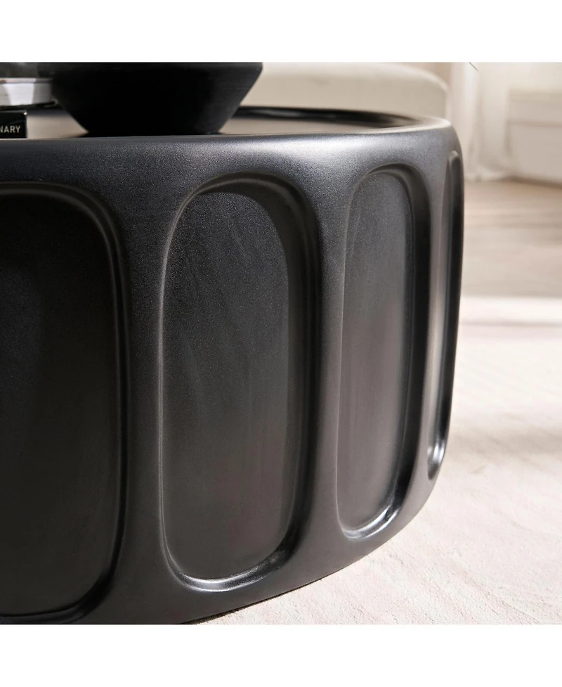 35" Modern Black Fiberglass Coffee Table