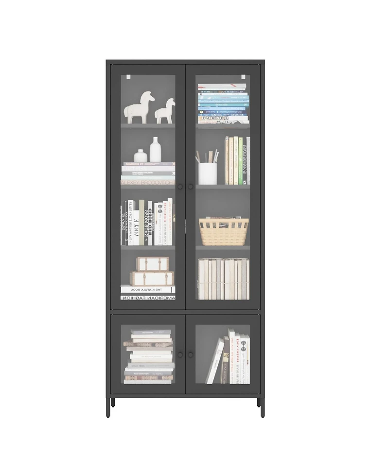 Streamdale Freestanding Metal Display Cabinet with Glass Doors
