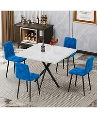 Streamdale Square Faux Marble Dining Table Set for 4