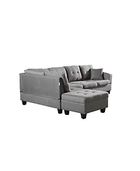 Streamdale Fabric left Chaise Living Room Sofa Set with Storage Ottoman