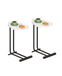 Streamdale 2-Piece C-Shaped End Table with Slide (White)