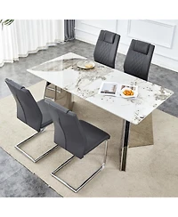 Streamdale Luxurious Pandora Table and 4 Dark Gray Pu Chairs