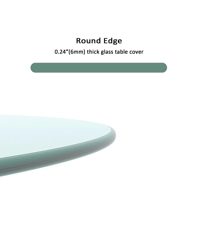 Round Tempered Glass Table Top Clear Glass 1/4 Inch Thick Round Polished Edge