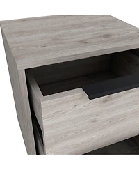Two Drawer Faux Wood Nightstand for Lamps Books and Bedroom Organization