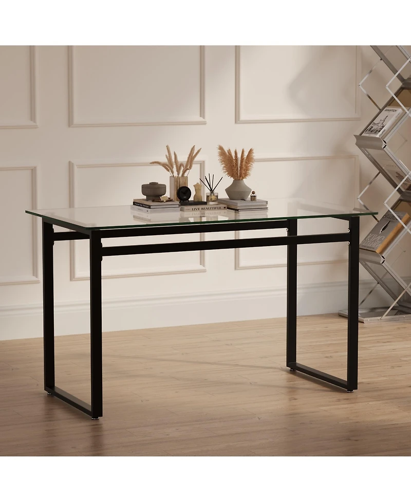 Streamdale Rectangular Glass Dining Table for 4-6,51" W x 27"D x 30" H