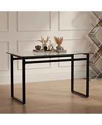 Streamdale Rectangular Glass Dining Table for 4-6,51" W x 27"D x 30" H