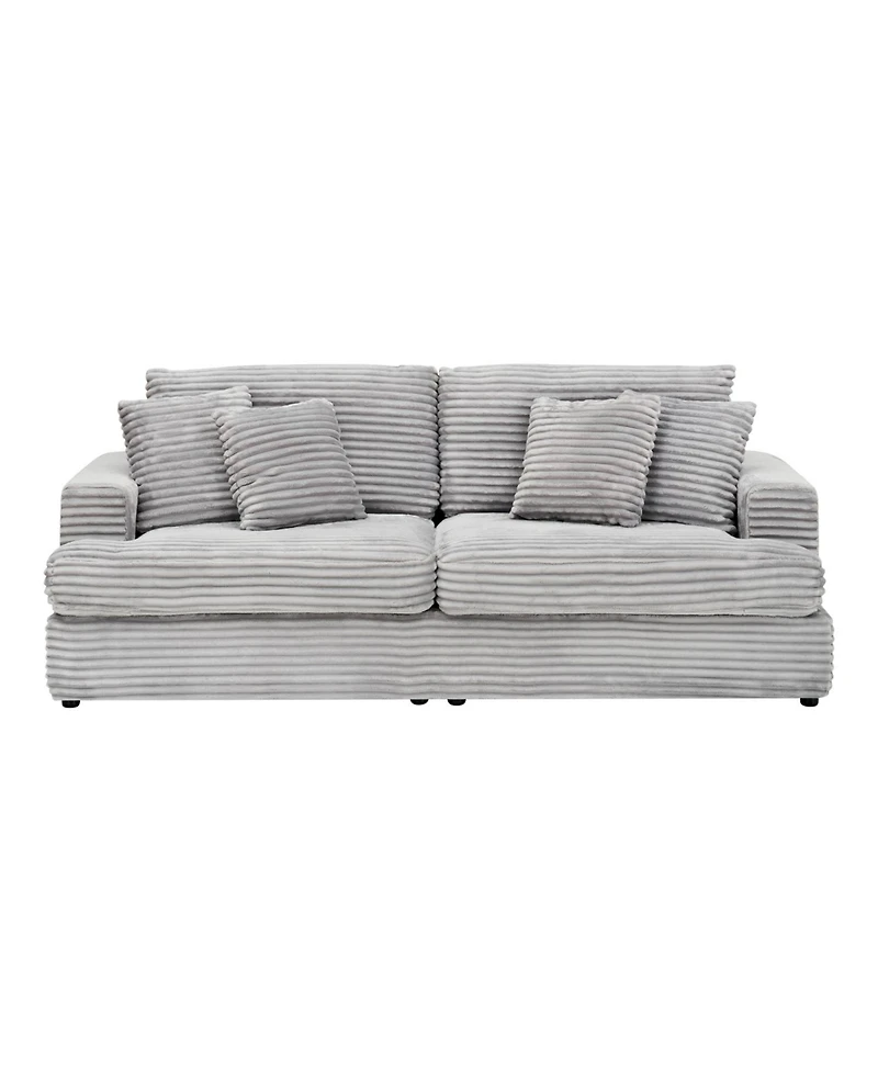 Streamdale 79.3" Corduroy Sofa with 4 Pillows