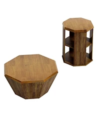 Streamdale Octagonal Rubberwood Coffee Table Set (2)