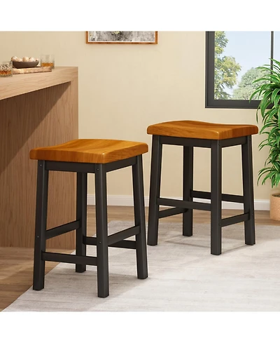 Streamdale Denise Austin Toluca Walnut Saddle Counter Stool - Set of 2
