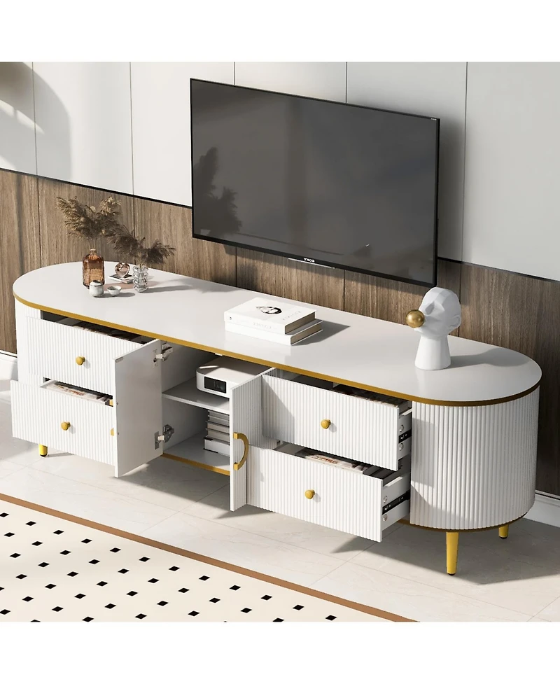 Streamdale Tv Stand - 80 Inch, 4 Drawers, Cabinet, Metal Legs