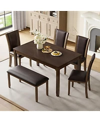 Streamdale 6-Piece Dark Walnut Farmhouse Dining Set