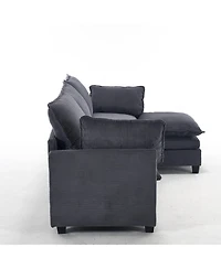 Streamdale Modular Velvet U-Shaped Sofa with Ottoman & Pillows
