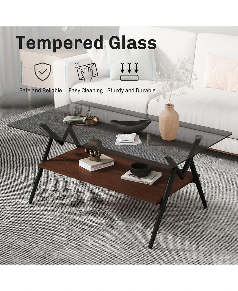 Streamdale Modern Glass Coffee & End Table Set of 3