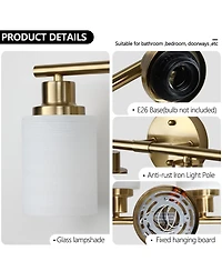 Streamdale 5-Light Golden Bathroom Vanity Light Fixture, Frosted Glass Shades, Modern Wall Mounted Lighting (No Bulbs)
