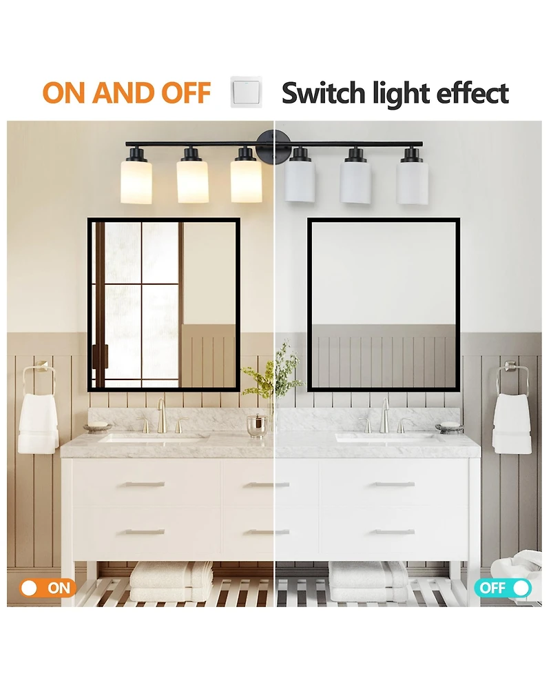 Streamdale 6-Light Vanity Mirror Light with Frosted Glass & Black Frame