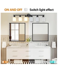 Streamdale 6-Light Vanity Mirror Light with Frosted Glass & Black Frame