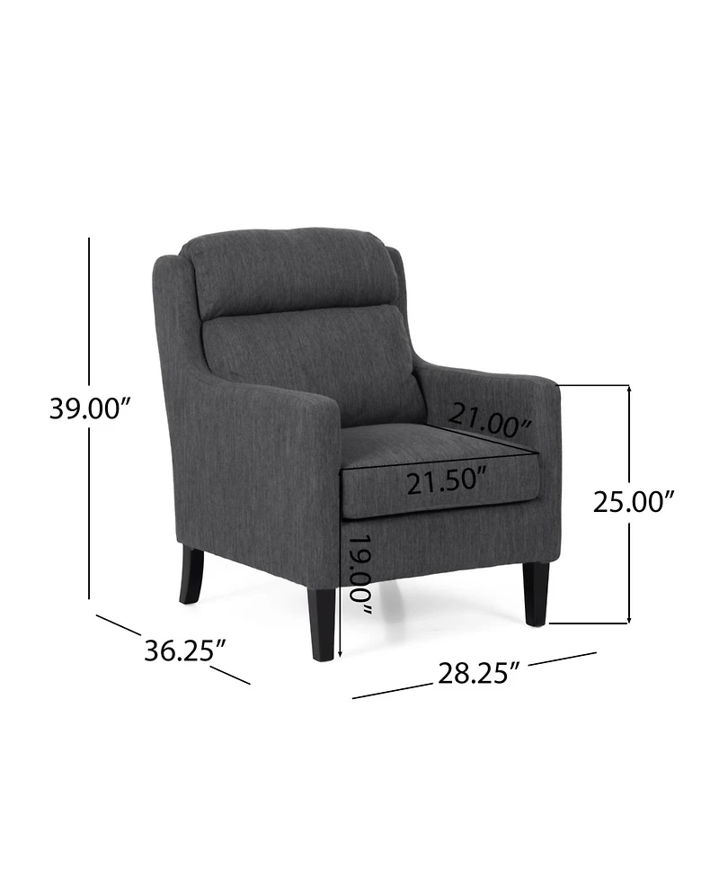 Streamdale Contemporary Club Chair with Waterfall Back and Tapered Rubberwood Legs