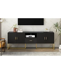 Streamdale Modern Tv Stand for TVs up to 70", with Drawer, Cabinets, Metal Legs, Handles, and Safety Device