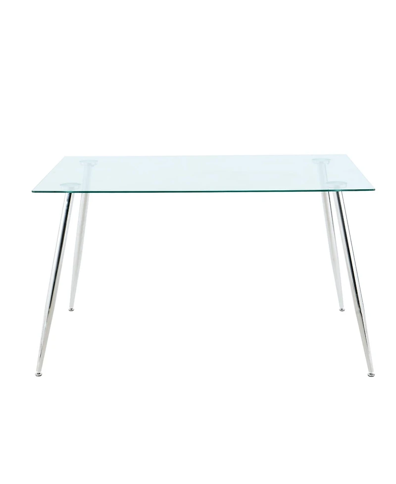 Modern Glass Dining Set with 7 Gray Pu Chairs