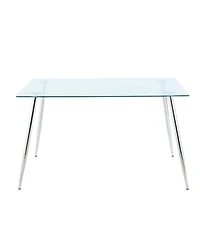 Modern Glass Dining Set with 7 Gray Pu Chairs