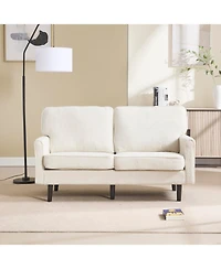 Streamdale Mid Century Modern Loveseat with Usb, Removable Covers (Beige)
