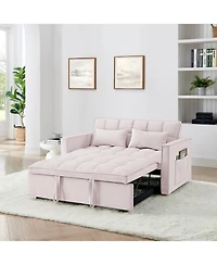 Streamdale 54.33 inch versatile foldable sofa bed in 3 lengths, modern sofa sofa sofa velvet pull-out bed, adjustable back (Pink)
