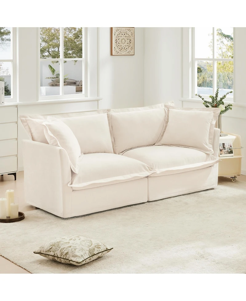 Streamdale Modern 2-Seat Sofa for Small Spaces Comfy Slipcover Couch with Detachable Cover