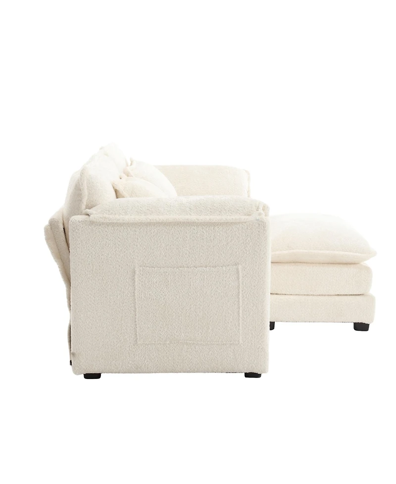 Streamdale Chenille fabric, removable armrests with side pockets, high density sponge filling