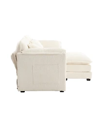 Streamdale Chenille fabric, removable armrests with side pockets, high density sponge filling