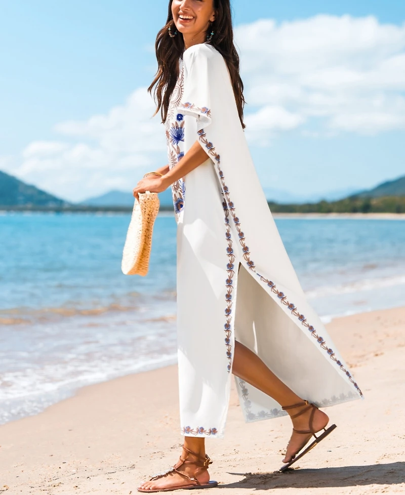 Cupshe Women's Soft Sea White Cover-Up Maxi Beach Dress