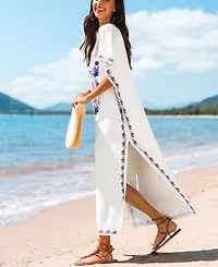 Cupshe Women's Soft Sea White Cover-Up Maxi Beach Dress