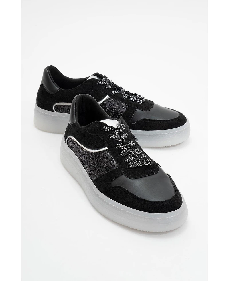 Felipe Glitter Leather Sneakers (Women)