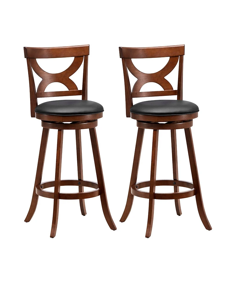 Swivel Bar Stools Set of 2 with Soft Cushion and Elegant Hollow Backrest
