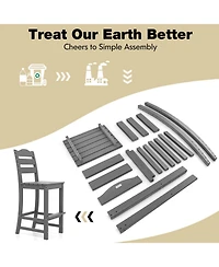 30 Inches Counter Height Hdpe Bar Stool with Backrest and Footrest