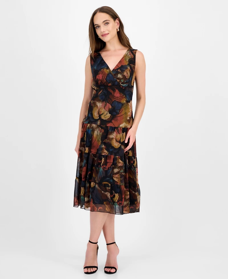 Connected Women's Sleeveless Tiered Midi Dress