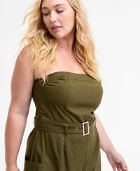 Bar Iii Trendy Plus Strapless Belted Utility Jumpsuit, Macy's Exclusive