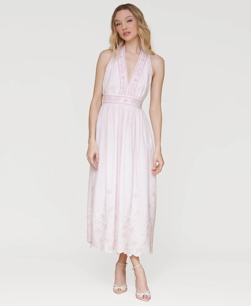 Avec Les Filles Women's Embroidered Cotton Midi Dress
