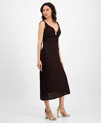 Siena Women's Textured Knit Plunge-Neck Scoop-Back Dress
