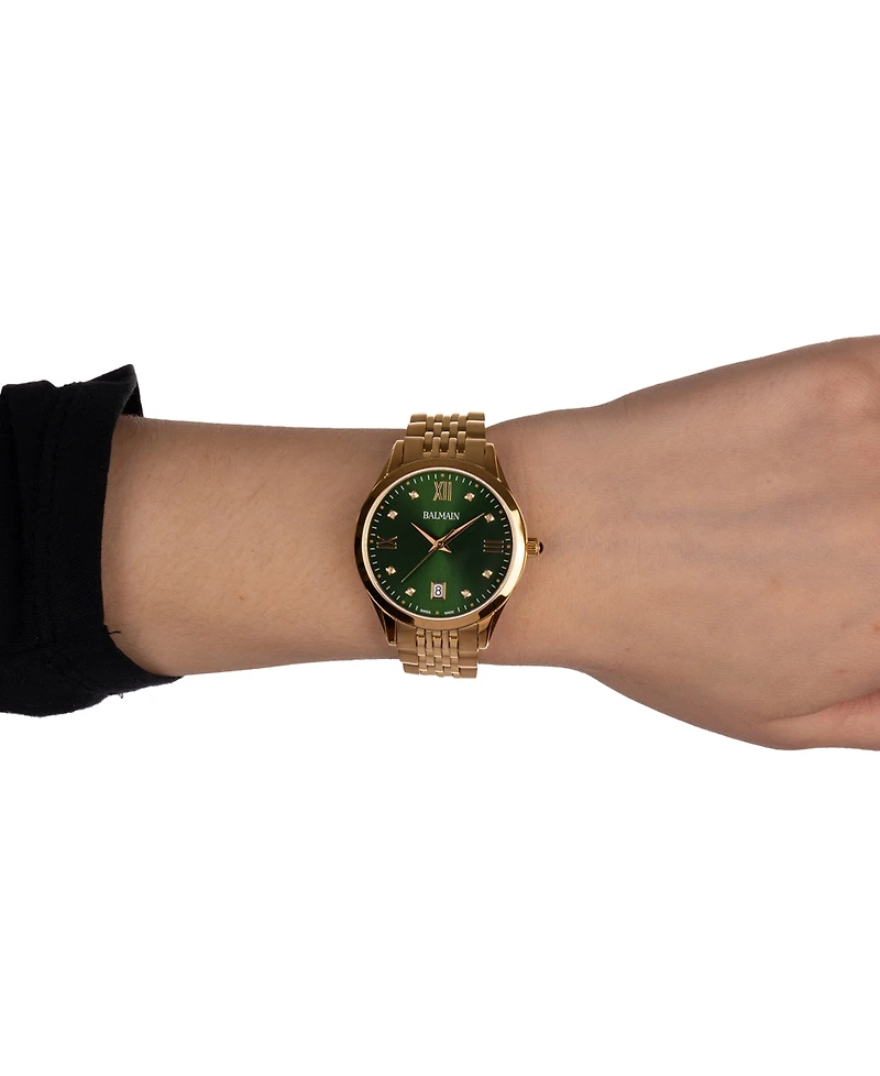 Balmain Women's Swiss Classic R Diamond Accent Gold Pvd Stainless Steel Bracelet Watch 34mm