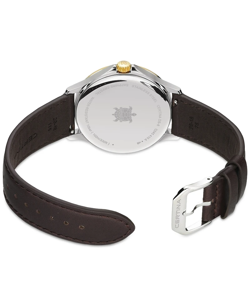 Certina Men's Swiss Ds-8 Brown Leather Strap Watch 40mm