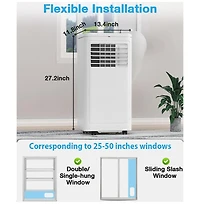 Cowsar Portable Air Conditioner, 8000 Btu for Room up to 350 sq. ft, Portable Ac with Dehumidifier & Fan, 2 Fan Speeds, 24H Timer, Remote Control, Ene