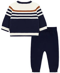 Little Me Baby Boys Cotton Striped Sweater & Pants, 2 Piece Set
