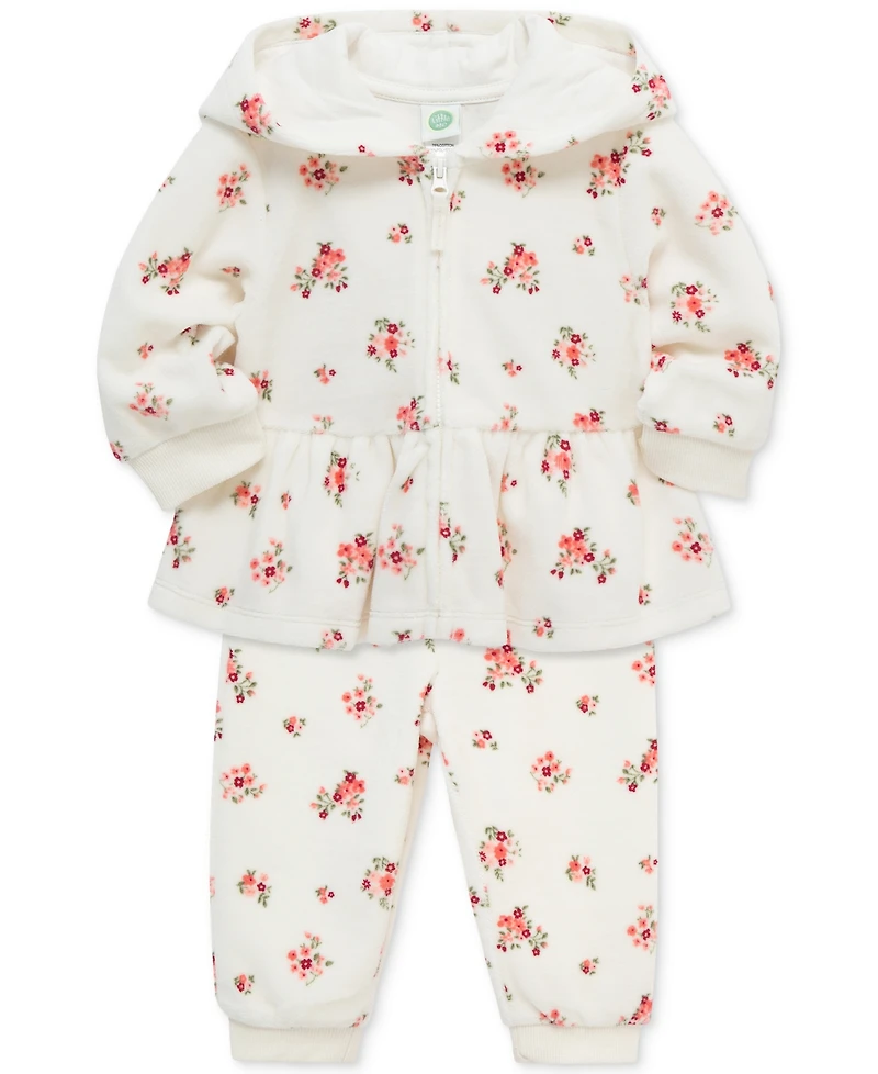 Little Me Baby Girls Garden Hoodie & Pants, 2 Piece Set