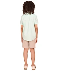 B By Brooks Brothers Big Boys Linen Short Sleeve Button Up Shirt