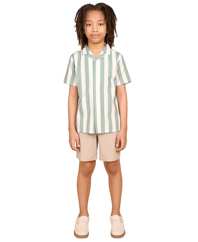 B By Brooks Brothers Big Boys Striped Camp Shirt