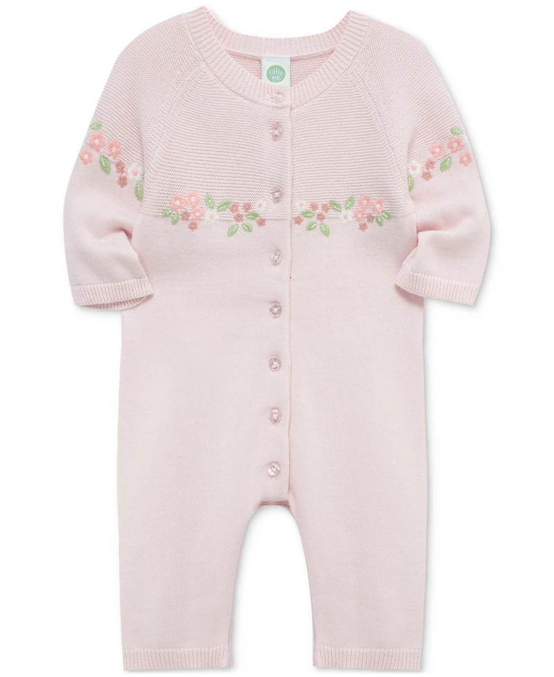 Little Me Baby Girls Cotton Garland Sweater Coverall
